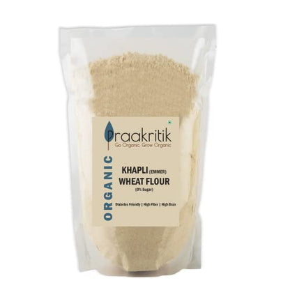 Praakritik Organic Khapli Wheat Atta 3 Kg (Pack of 1) | Emmer Wheat Flour | High Fiber, Low Gluten & Diabetes-Friendly | Ancient Grain | Easy Digestion