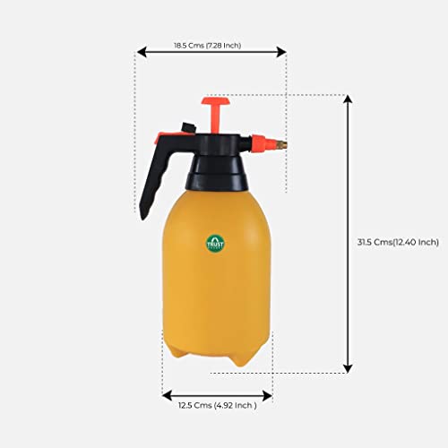 TrustBasket Pressure Sprayer 2 LTR | Sprayer Bottle for Plants | Gardening Water Pump Sprayer | Plant Spray Bottle for Garden | Yellow Color