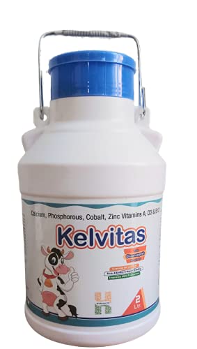 Kelvitas Chelated Liquid Calcium for Cattle| Cow| Buffalo (with Gluconeogenic Precursor) Pet Health Supplements (2 L)