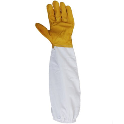 Pair Protective Beekeeping Gloves, Goatskin Bee Keeping with Vented Long Sleeves - Yellow and White, 50cm, 19.68 inch
