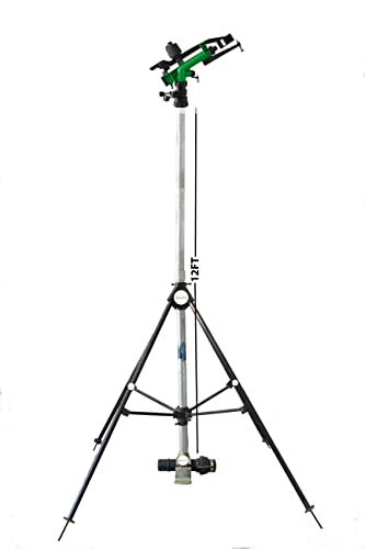 JALKIPARI® RAINGUN SET COMBO WITH JALKIPARI PVC 1.25INCH RAIN GUN, COMPLETE ADAPTER SET,12 FT ISI G.I. Riser PIPE, 4 Leg Height Adjustable stand ((P) TYPE SPRINKLER ADAPTER SET, 110MM (4"INCH))