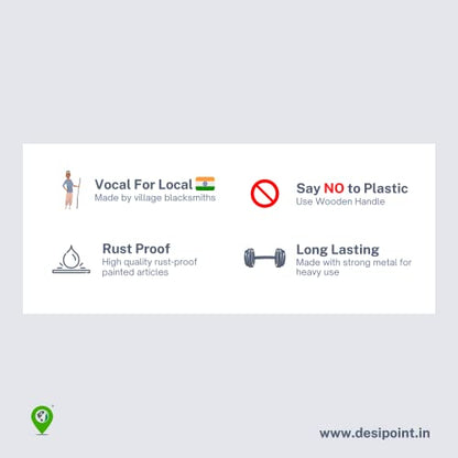 Desi Point Handmade Crop Cutting Curved Saw | Khurpi (Wooden Handle), for Grass and Weed Removing - Gardening and Agriculture Purpose