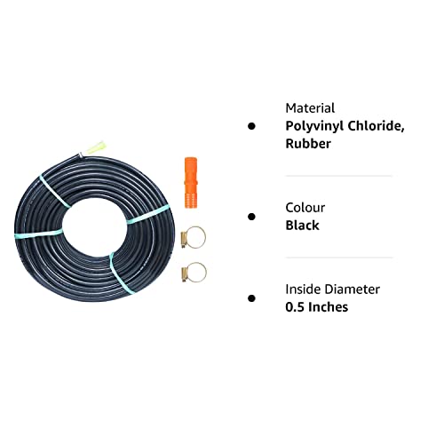 ANNA AGRO (Size : 1/2 (0.5) Inch, Length: 5 Meters, Black) 3 Layered Heavy Duty Braided Water Hose Pipe for Watering Easy to Connect, Garden, Car Wash, Floor Clean, Pet Bath, Yard.