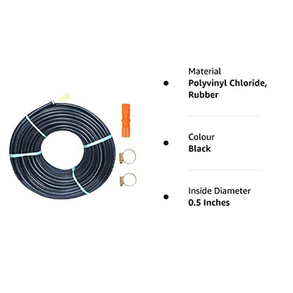 ANNA AGRO (Size : 1/2 (0.5) Inch, Length: 5 Meters, Black) 3 Layered Heavy Duty Braided Water Hose Pipe for Watering Easy to Connect, Garden, Car Wash, Floor Clean, Pet Bath, Yard.