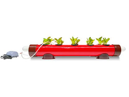 Pindfresh Hydroponics Kit for home - PindPipe Duo - 10 Plants, Good for Leafy Greens - Beginners hydroponic System - Reusable - for Indoor/Outdoor hydroponics - Seeds Included (red)