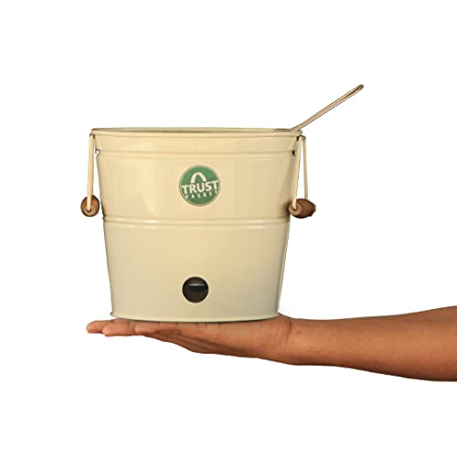 Trustbasket Round Portable Charcoal BBQ Barbeque Bucket Set for Indoor/Outdoor and Multiuse (Ivory)
