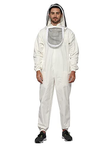 BeeAttire Bee Suit with Easy Access Veil Cotton Thick Sting-Less Protection Pro Beekeeper Suit Beekeeper Costume Adult bee Keeper Costume Beekeeping Suit bee Keeper Suit YKK Zippers (5XL)