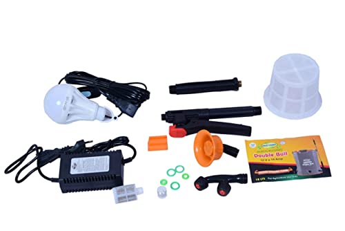 Pad Corp By Padgilwar Corporation Double Bull Battery Operated Sprayer 12Vx14 Strong Tank 18 Liter, 4 Set Of Nozzles, High Pressure Double Motor, 1.7 Ah Fast Charger, Gray, Battery Powered