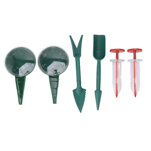 Seed Dispenser, Plastic Reusable Easy to Clamp Spread Evenly Seed Planter 5 Gear Green Planter 2Pcs Red Seeder Handheld Seed Spreader with 2 Transplanting Tools for Flowers Lettuce