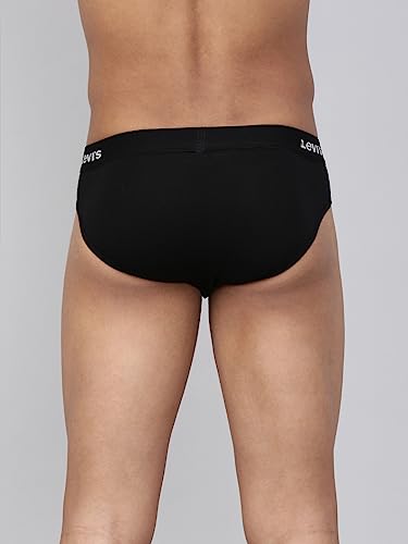 Levi's Men's Cotton Style #009 Neo Regular Fit Solid Brief (Pack of 2) (#009-BRIEF-BLK/NAVY-P2_Black,Navy_M)