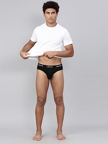 Levi's Men's Cotton Style #009 Neo Regular Fit Solid Brief (Pack of 2) (#009-BRIEF-BLK/NAVY-P2_Black,Navy_M)