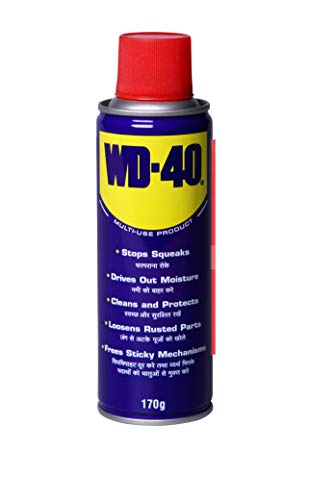 पिडिलाइट WD 40, 170 G मल्टीपर्पस स्प्रे ऑटो मेंटेनेंस, जंग रिमूवर, लुब्रिकेंट, फंसे हुए और जंग वाले हिस्सों को ढीला करता है, दाग और चिपचिपे अवशेषों को हटाता है, डीस्केलिंग, सभी उद्देश्य के लिए सुरक्षात्मक और सफाई एजेंट
