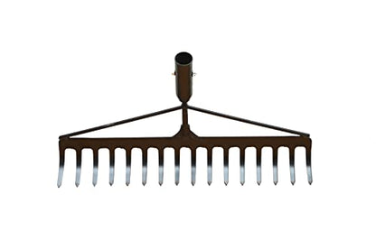 Leaf Rake for Gardening - 15 in Wide Small Garden Rake for Leaves,16 Tines Metal Shrub Rake,55 in Fix Handle -Yard Rake for Grass,Mulch - Rakes for Lawns Heavy Duty - Portable for Camping