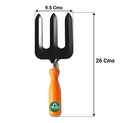 TrustBasket Gardening Hand Tools Set - 5 Pcs (Cultivator, Big and Small Trowel, Weeder, Fork) | Gardening Tools for Home Garden | Durable Plant Tool Kit | Farming Tools