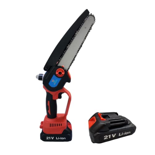 OREZEN ZEYANG Mini Cordless Chainsaw Dual Battery (21Vx2), 6 inch Cutting Area - Battery Operated Chain Saw (6 INCH)