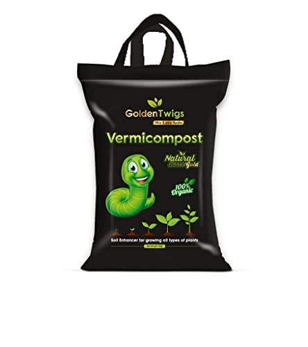 Golden Twigs Vermicompost 4kg- Pure worm castings, 100% Organic Natural Fertilizer - 4kg