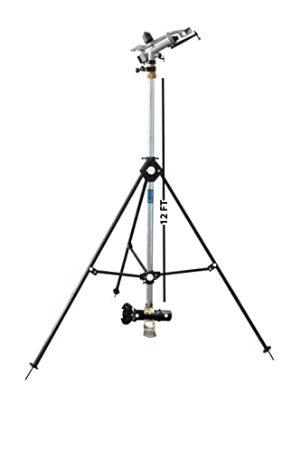 JALKIPARI® RAINGUN SET COMBO WITH AUTOMAT HT40G PENGUIN RAIN GUN, COMPLETE PIPE CONNECTOR KIT, 12 FT ISI G.I. RISER PIPE, 3 LEG HEIGHT ADJUSTABLE STAND ((J) TYPE SPRINKLER ADAPTER SET, 75MM (2.5"INCH))