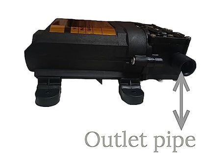 ताज सुपर 220 साई उच्च दाब 12v 6.0A डीसी इलेक्ट्रिक बैटरी/एडाप्टर संचालित दोहरी स्प्रेयर पंप मोटर कृषि, बाइक धुलाई फर्श धुलाई बागवानी में प्रयुक्त 9L प्रवाह प्रति मिनट+1 मीटर पाइप और 2 क्लैंप