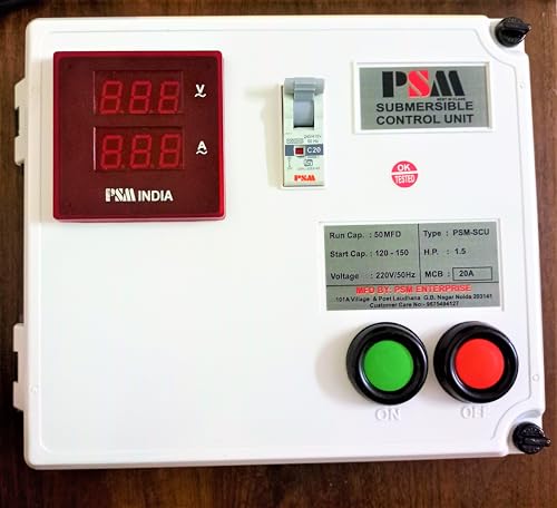 PSM INDIA 1 HP Control Digital Panel For Single Phase Submersible Motor Pump/Motor Starter For Submersible motor Pump in Plastic Body