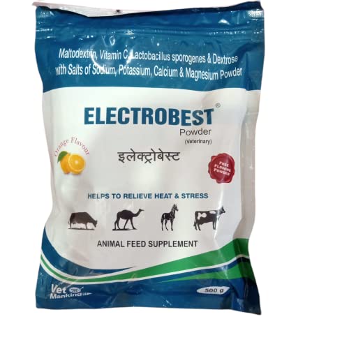 ELECTROBEST पावडर ॲनिमल फीड सप्लीमेंट प्राण्यांमध्ये उष्णता आणि तणाव कमी करण्यास मदत करते ऑरेंज फ्लेवर (300 GMS)