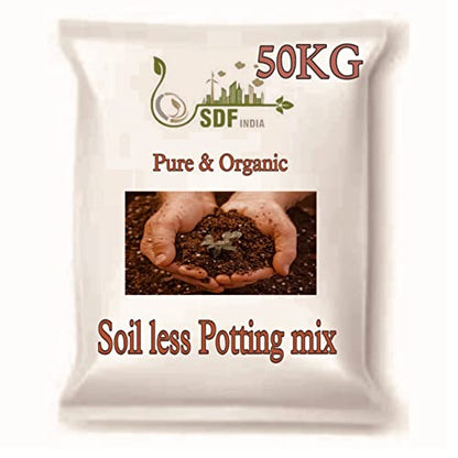SDF India Pure & Organic Soil Less Potting Mix for Plant, Ready to Use, Fill More Pots as Light Weight & High Volume - 50Kg