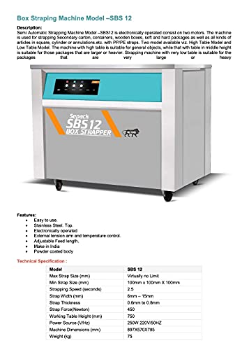 Sepack Sevana Indian Carton Box Semi Automatic Strapping Premium Machine (Model- SSP)