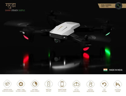 KB TRADE Garuda Drone box version Foldable Drone With Camera Garuda Drone with 1080P 4k Camera 720P Live Video,WiFi FPV Drone for Adults with HD 120°Wide Camera (garuda drone box version)