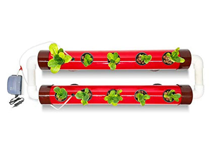 Pindfresh Hydroponics Kit for home - PindPipe Duo - 10 Plants, Good for Leafy Greens - Beginners hydroponic System - Reusable - for Indoor/Outdoor hydroponics - Seeds Included (red)