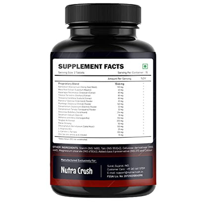 Nutra Crush TIGER EXTRA | Testosterone Booster For Men | For Max Strength | With Horny Goat Weed, Maca Root, Ashwagandha, Shatavari, Panax Ginseng & More Powerful Herbs| Performance Enhancer