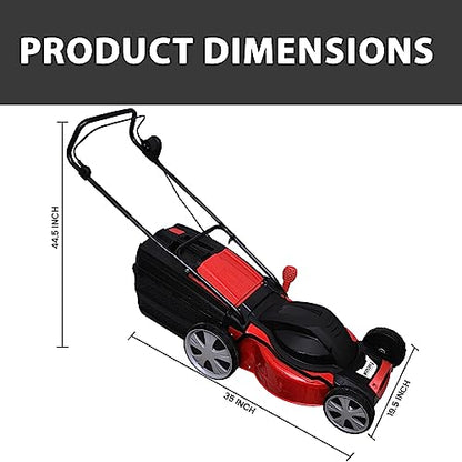 FALCON Roto Drive-460 1600W 18" Electric Rotary Lawn Mower 2800 RPM Grass Cutting Machine with 70L Catcher Box & 7 Adjustable Heights for Maintaining Garden Yard Farm