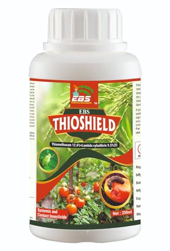 EBS THIO शील्ड थायामेथॉक्सम 12.6% लॅम्बडा सायहॅलोथ्रिन 9.5% zc कापसातील ऍफिड्स, जॅसिड्स, थ्रिप्स आणि बोंडअळीचे नियंत्रण (5 लिटर (250MLX20))