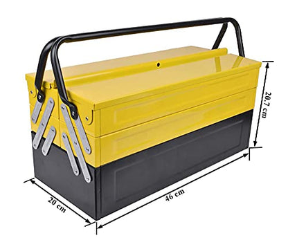 Plantex High Grade Metal Tool Box for Tools/Tool Kit Box for Home and Garage/Tool Box Without Tools-5 Compartment(Yellow & Black)