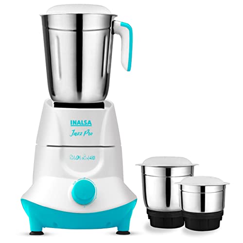 INALSA Mixer Grinder Jazz Pro -550W with 3 Stainless Steel Jars| 30 Min Motor Rating| Robust Nylon Coupler | Overload Protection| ISI Certified| 2 Year Warranty