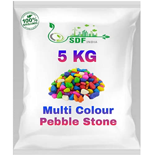 SDF INDIA Colourful Glossy Pebbles Stones | Decorative Garden Aquarium & Outdoor Decoration Multi Colour Stone (5)