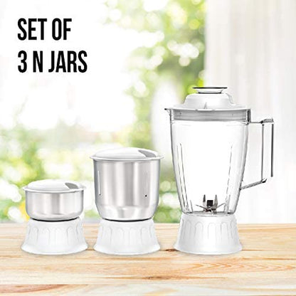 Havells Vitonica 500W Juicer Mixer Grinder with 3 Stainless Steel Jar, Large Size Pulp Container,Foldable Juicing Spout, 2 Yr Product Warranty & 5 Yr Motor warranty (White & Blue)