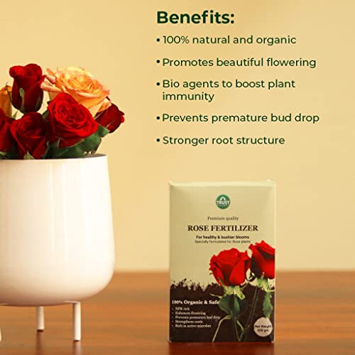 TrustBasket Rose Fertilizer (450gm - Set of 1) | Rose Plant Food For Flowering Plants | For All Rose Varieties | Flower Booster Rose Mix | Granulated Rose Food