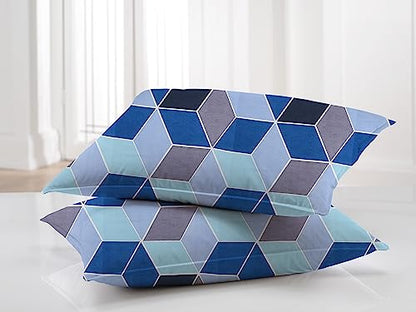 BSB HOME Microfiber 144 TC Football Printed Double Bedsheets with 2 King Size Pillow Cover (90X90 Inches, 7.5 x 7.5 Feet, Dark Blue and Light Blue)