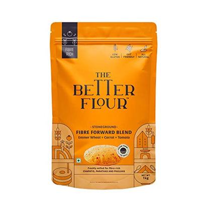 The Better Flour Emmer Wheat Flour, Khapli Wheat (1kg), High Dietary Fiber Low Glycemic Wheat Flour, Stoneground Emmer Wheat/Khapli Atta