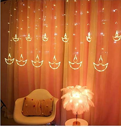 Quace 12 Diyas Window Curtain Lights with 8 Flashing Modes Decoration for Christmas, Wedding, Party, Home, Patio Lawn, Warm White (6+6 Diyas)…