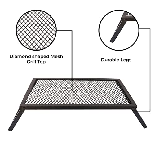 TrustBasket Heavy Duty Portable Camping Mesh Grill Top for Outdoor Cooking | Folding Barbecue BBQ Grill Rack for Outdoor Traveler, Picnics Camping Yard