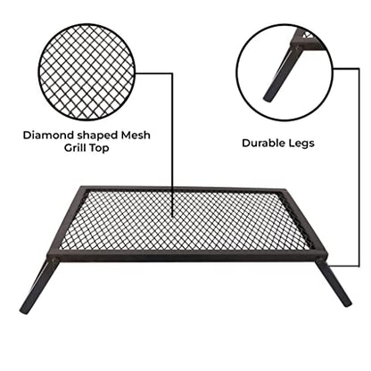 TrustBasket Heavy Duty Portable Camping Mesh Grill Top for Outdoor Cooking | Folding Barbecue BBQ Grill Rack for Outdoor Traveler, Picnics Camping Yard