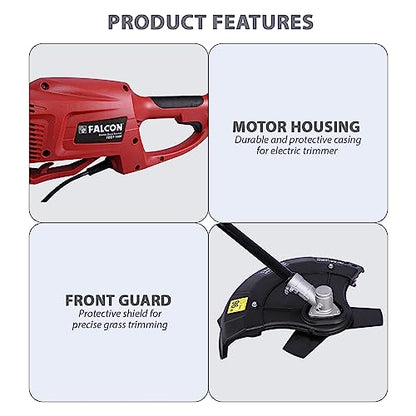 Falcon ‎FEGT-1400 600W Electric Grass Trimmer with 40cm Cutting Diameter Adjustable Cutting for Agriculture Gardening Weed Removing from Resorts & Farmhouse Gardens