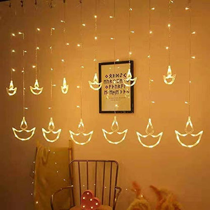 Quace 12 Diyas Window Curtain Lights with 8 Flashing Modes Decoration for Christmas, Wedding, Party, Home, Patio Lawn, Warm White (6+6 Diyas)…