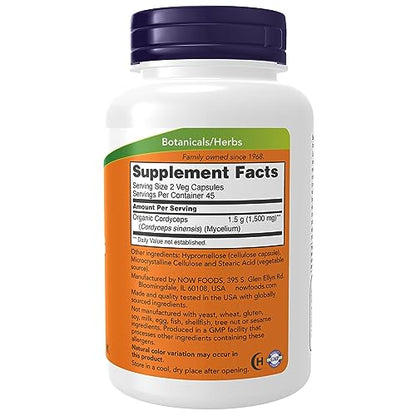 Now Foods Cordyceps 750 Mg Healthy Immune Support Capsules - 90 Veg Capsules
