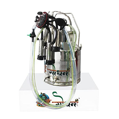 GODHAN Stainless Steel Milking Machine For Cow (4 to 5 Cows) 1 Piece GS-120 Silver Colour