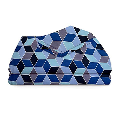 BSB HOME Microfiber 144 TC Football Printed Double Bedsheets with 2 King Size Pillow Cover (90X90 Inches, 7.5 x 7.5 Feet, Dark Blue and Light Blue)