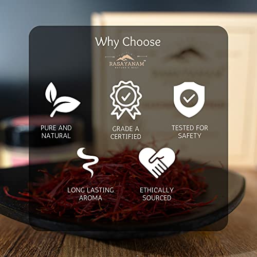 Rasayanam Pure Original Kashmiri Saffron/Kesar/Kumkuma Puvvu (1gm) | Certified highest Grade A | Saffron for pregnant women, Pooja rituals & Food aroma