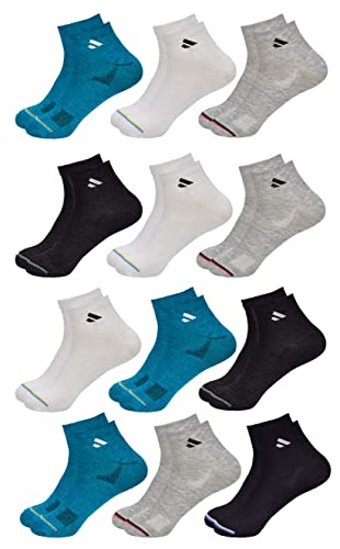 SJEWARE 12 Pairs Solid Ankle Socks for Men & Women, Multicolor, Pack of 12, Free Size