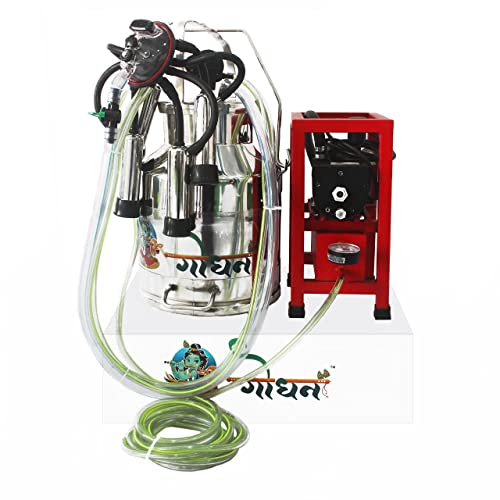 GODHAN Stainless Steel Milking Machine For Cow (4 to 5 Cows) 1 Piece GS-120 Silver Colour