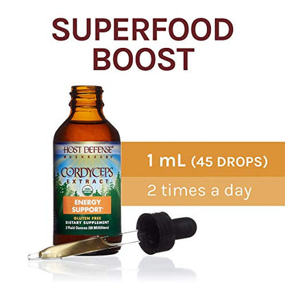 Host Defense - Cordyceps Extract, Mushroom Support for Energy, 60 Servings (2 oz)